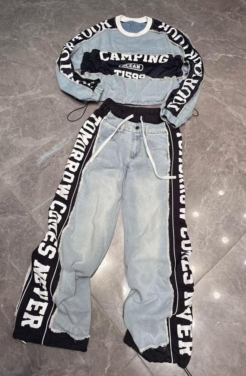 Seven+ Tomorrow Comes Black Blue Colour Imported Baggy Fit Jeans 26396