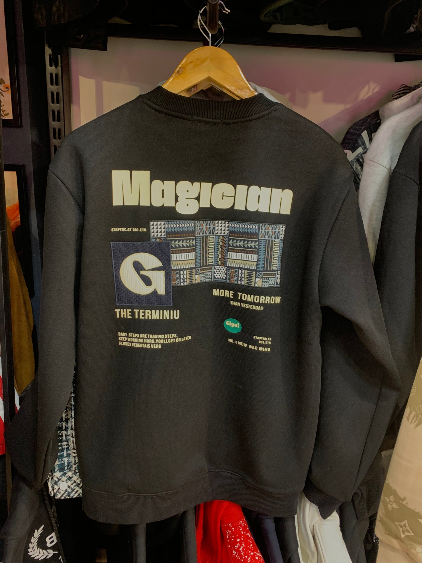 Magician Black Colour With Front Back Print Full Sleeve Sweatshirt 23251
