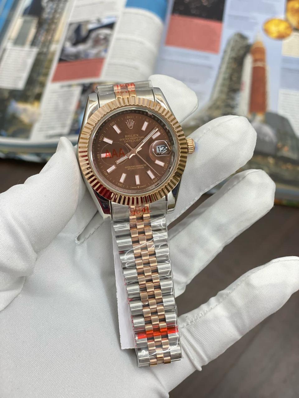 Lor Silver Copper Chain Brown Dial Automatic Man Watch 400432