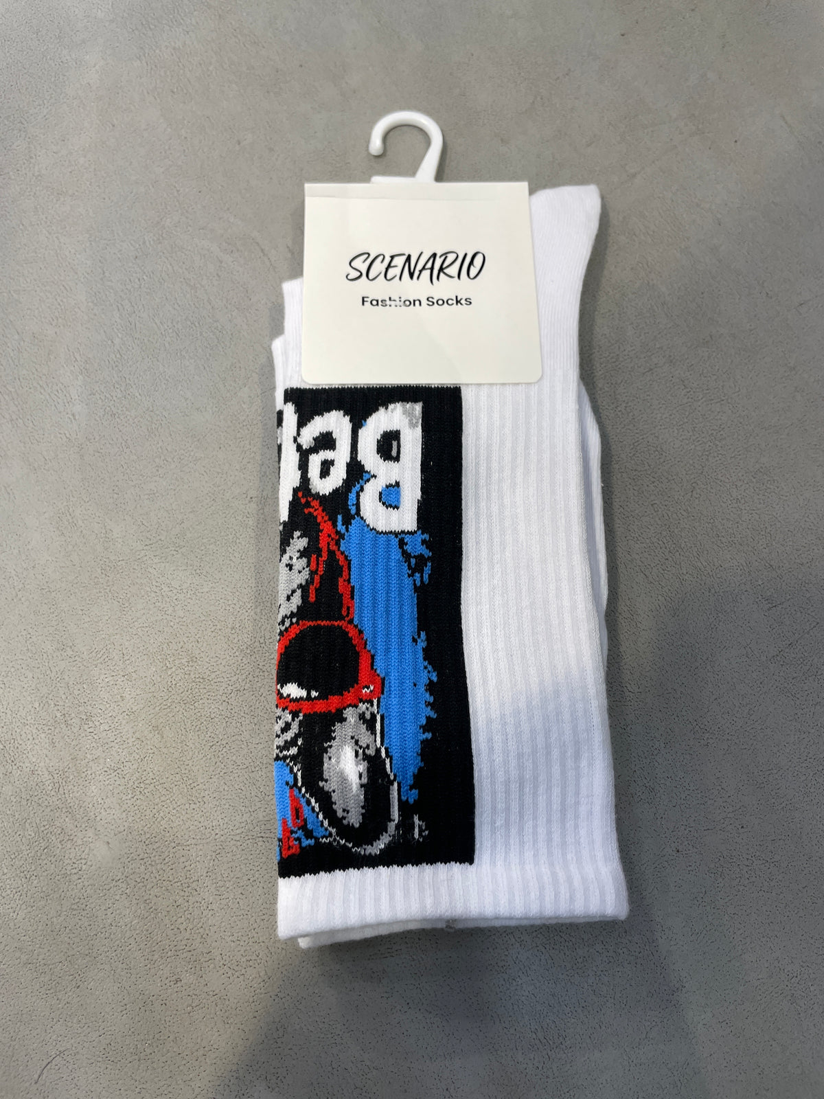 Scenario White Colour Better Print Premium Quality Full Socks 991190