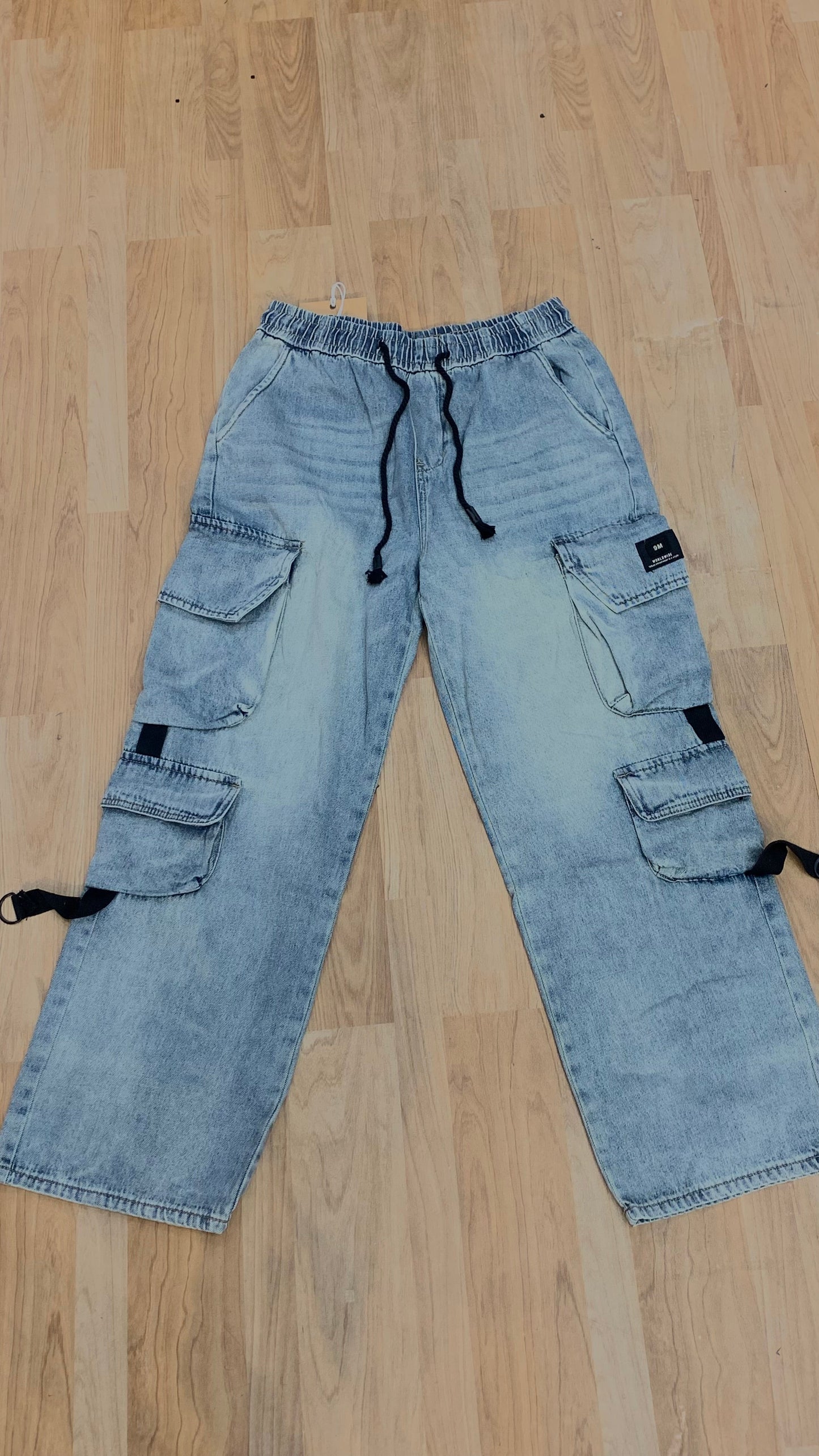 Faded Sky Blue Wash Colour 8 Pocket Premium Quality Korean Style Denim Jeans H00246