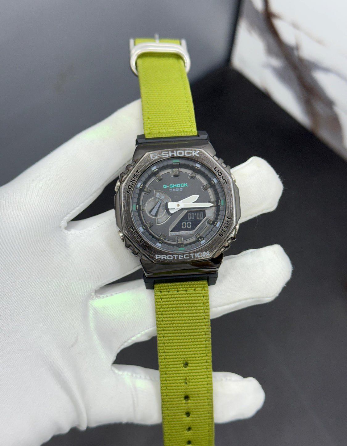 Hsg Green Strap Black Dial Water resistant Sports Men Watch 989477