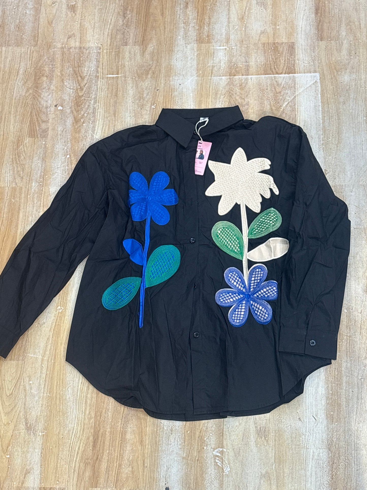Raz Zar XIXI Studio Black Colour Flower Print Full Sleeve Free Size Shirt 989434