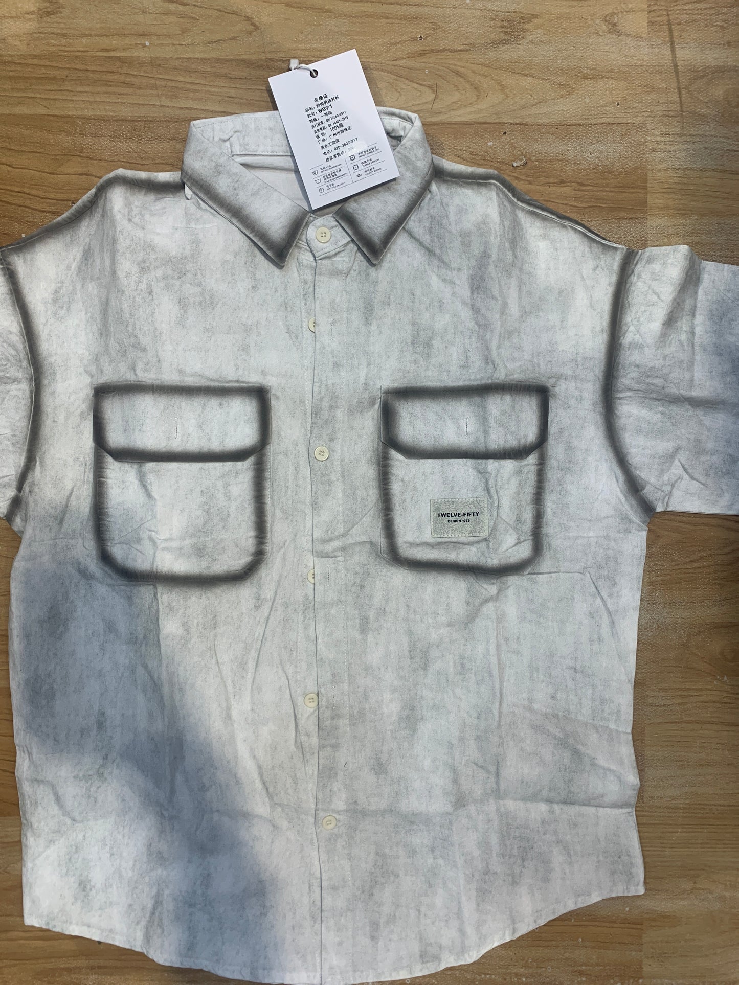 Vogue Design White Grey Shirt Half Sleeve Drop Shoulder W891