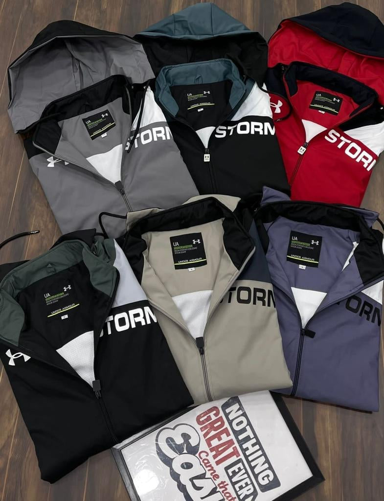 UND Black Green grey Colour With Hoodie Windcheater 521965