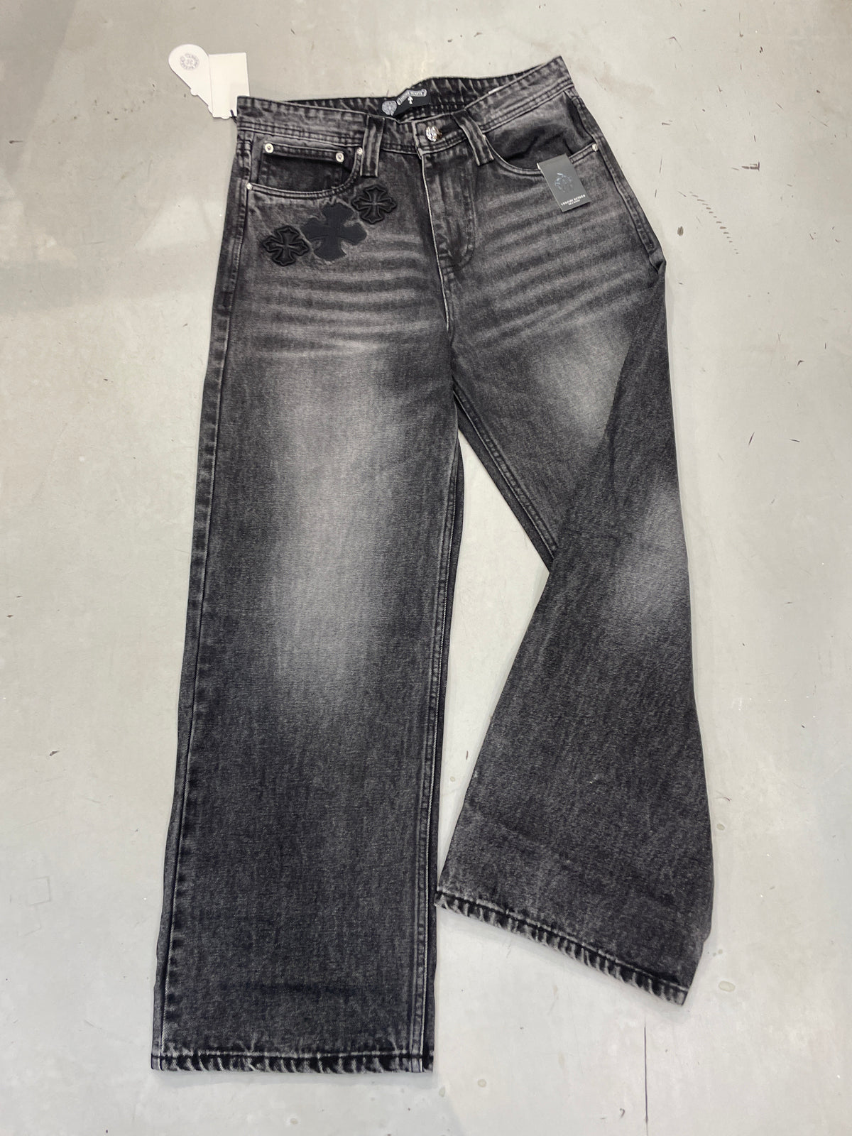 RHC CHR Charcoal Grey Colour Embroidery Premium Quality Baggy Fit Imported Men’s Jeans 14909-A