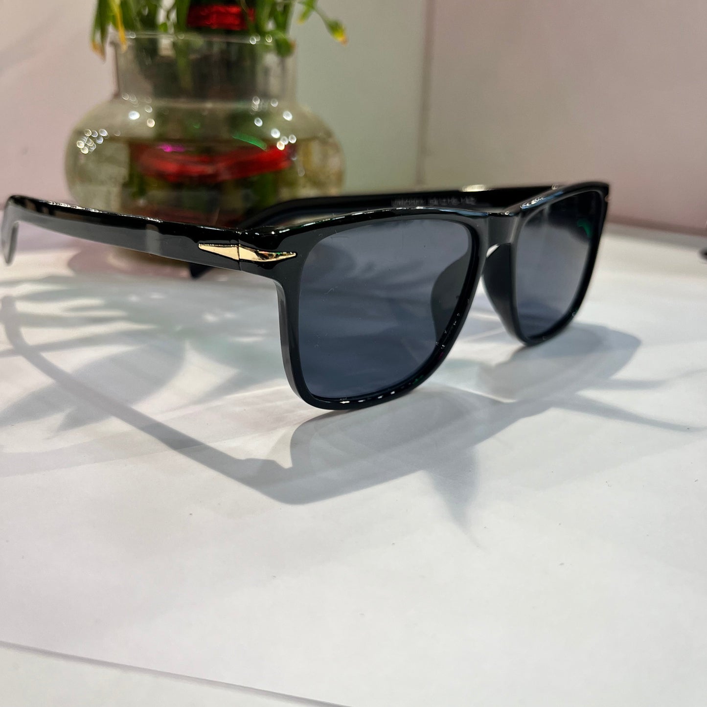 Vad Glossy Black Frame Black Shade Heavy Quality Sunglass UM20015416142 