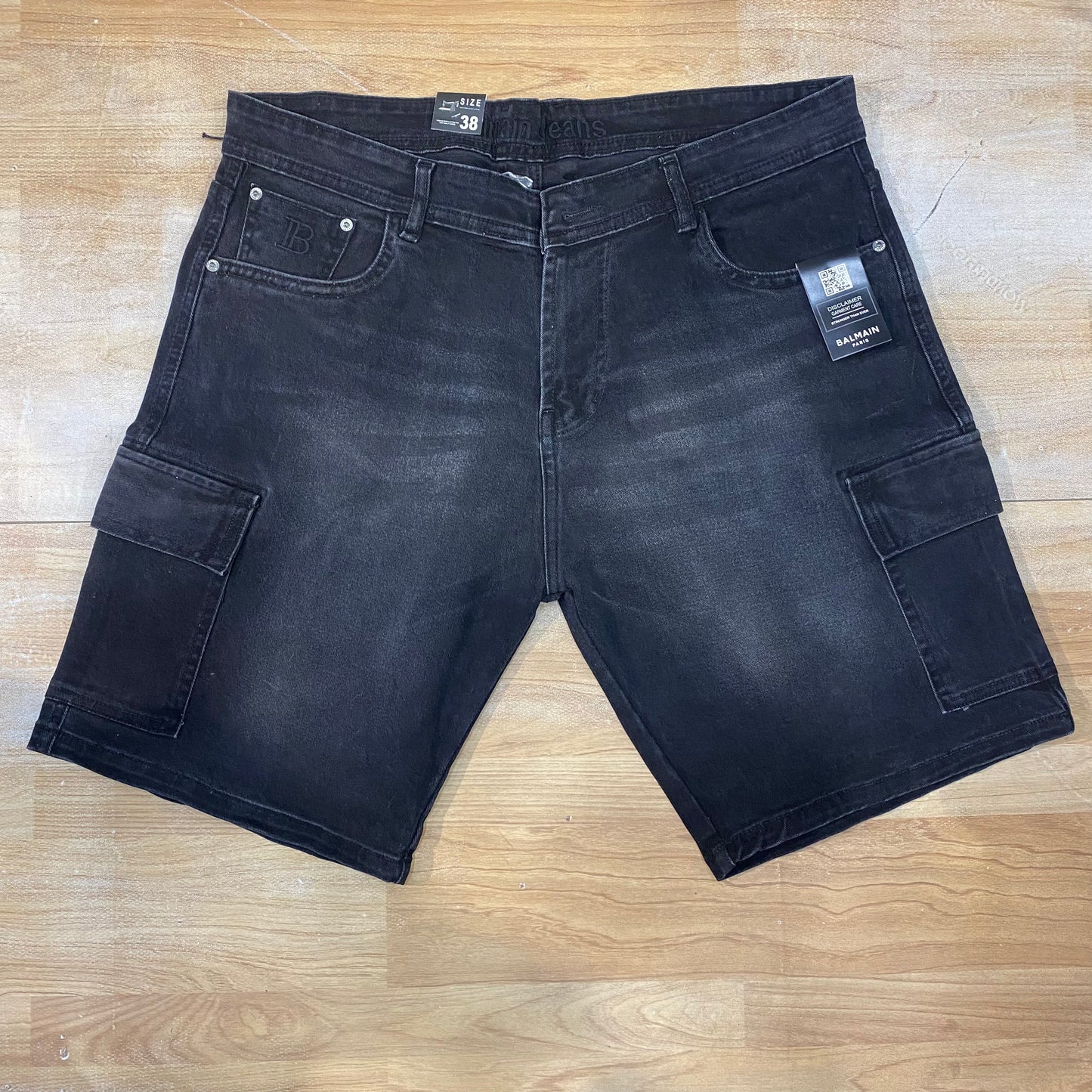 LAB BAL Charcoal Grey Colour With Cargo Design Premium Quality Denim Shorts 988853