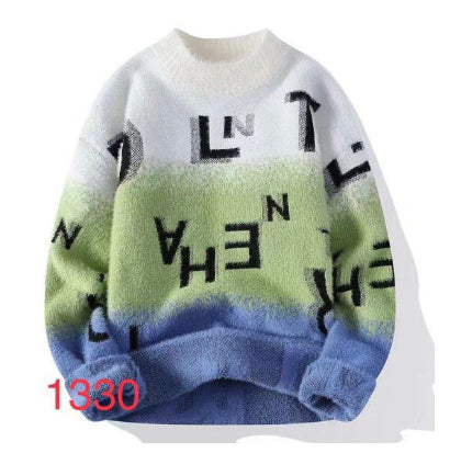 White Green Blue Colour With Text Print Turtleneck Sweater Unisex Sweater 19356