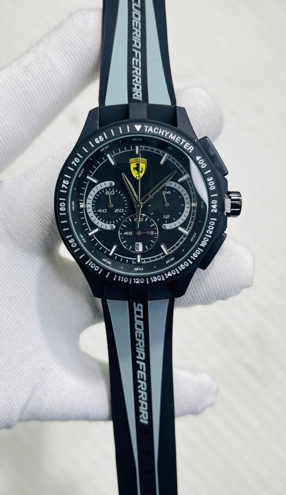 REF Black Grey Silicone Strap Black Dial Men’s Watch 988417