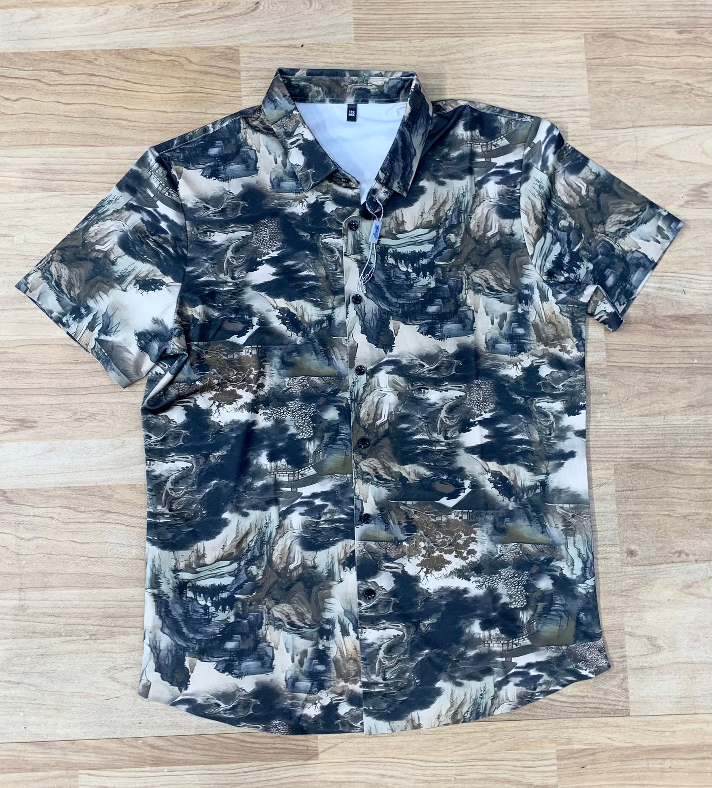 Green Colour With Retro Design Printed Half Sleeve Shirt 8801