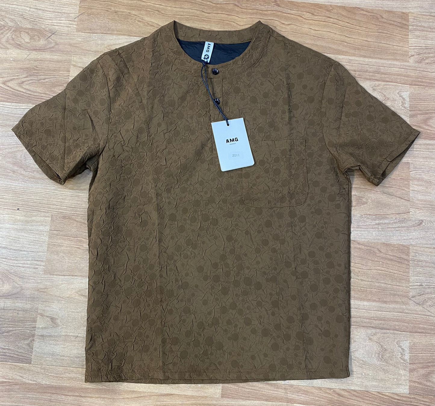 AMG Brown Colour Premium Quality Chinese Collar Half Sleeve Tshirt 2011