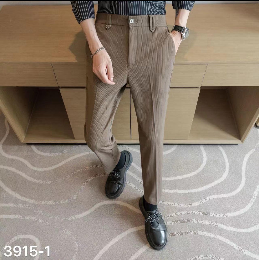 Korean Style Trousers Brown Colour Regular Fit stretchable fabric k3917