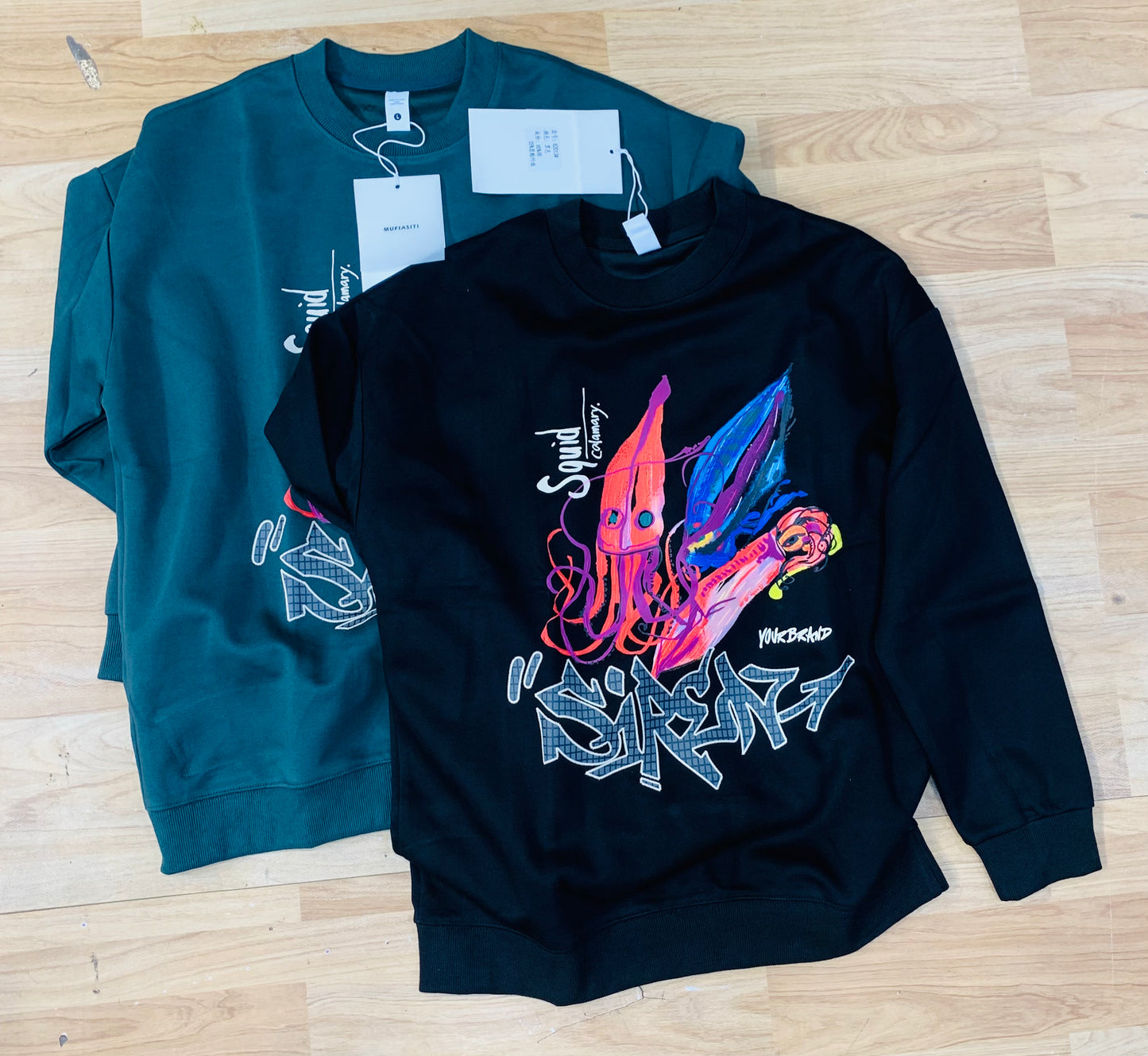 Squid Black Colour With Front Panda Print Sweatshirt 82013