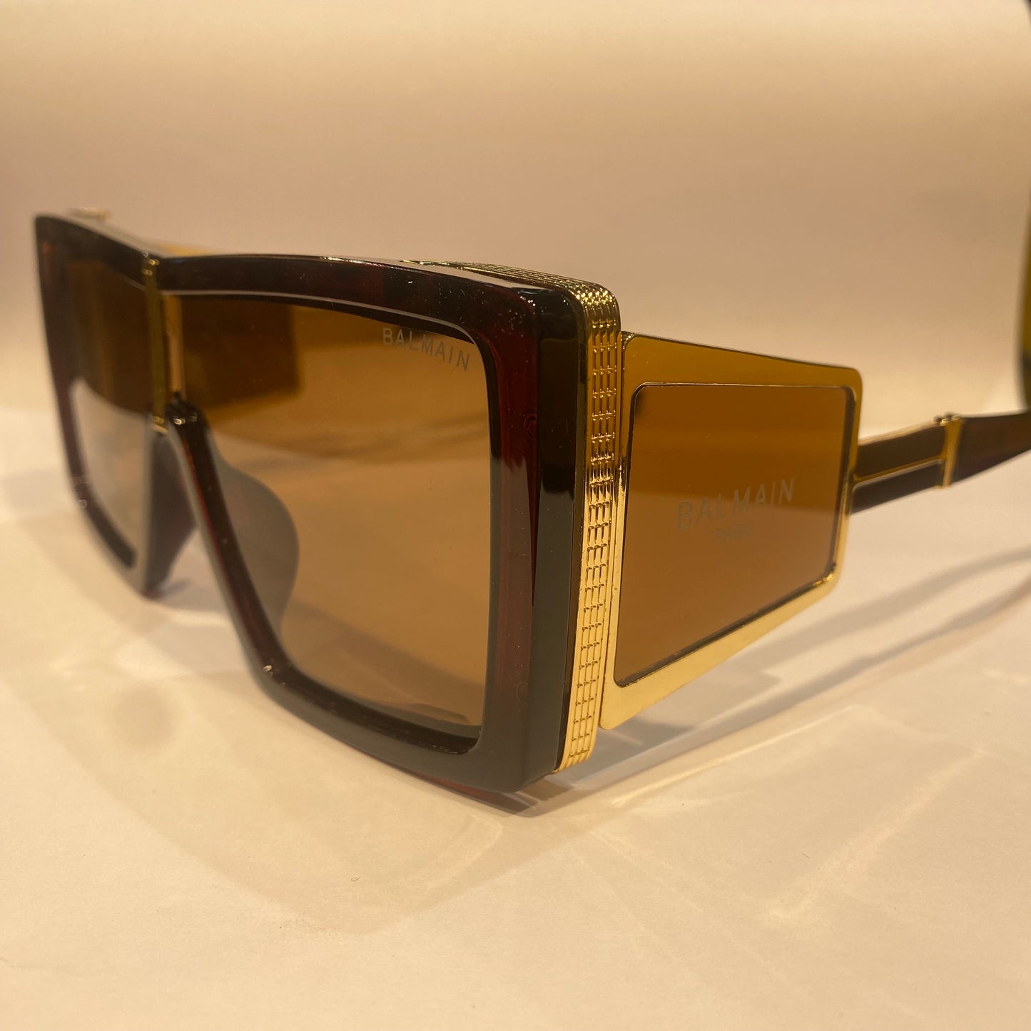 LAB Brown Gold Frame Brown Shade Unisex Sunglasses BPS 107F 145
