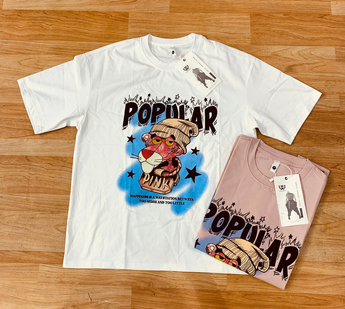 WEIXIAHAO White Colour Front Print Premium Quality Korean Style Tshirt 9003