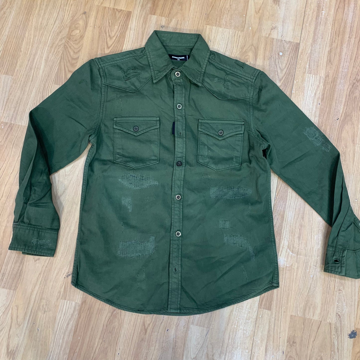 Dsquared Olive Rugged Denim Shirt 80837