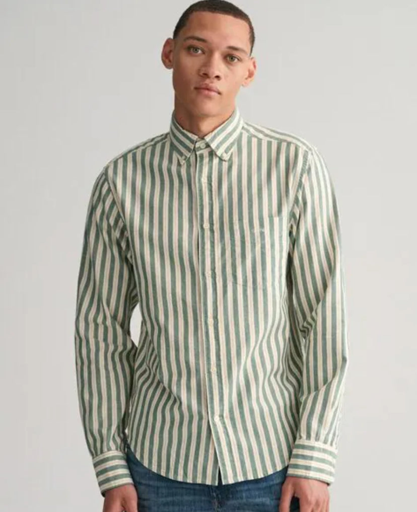 Korean Shirt yellow Colour Green stripe Full Sleeve 35102