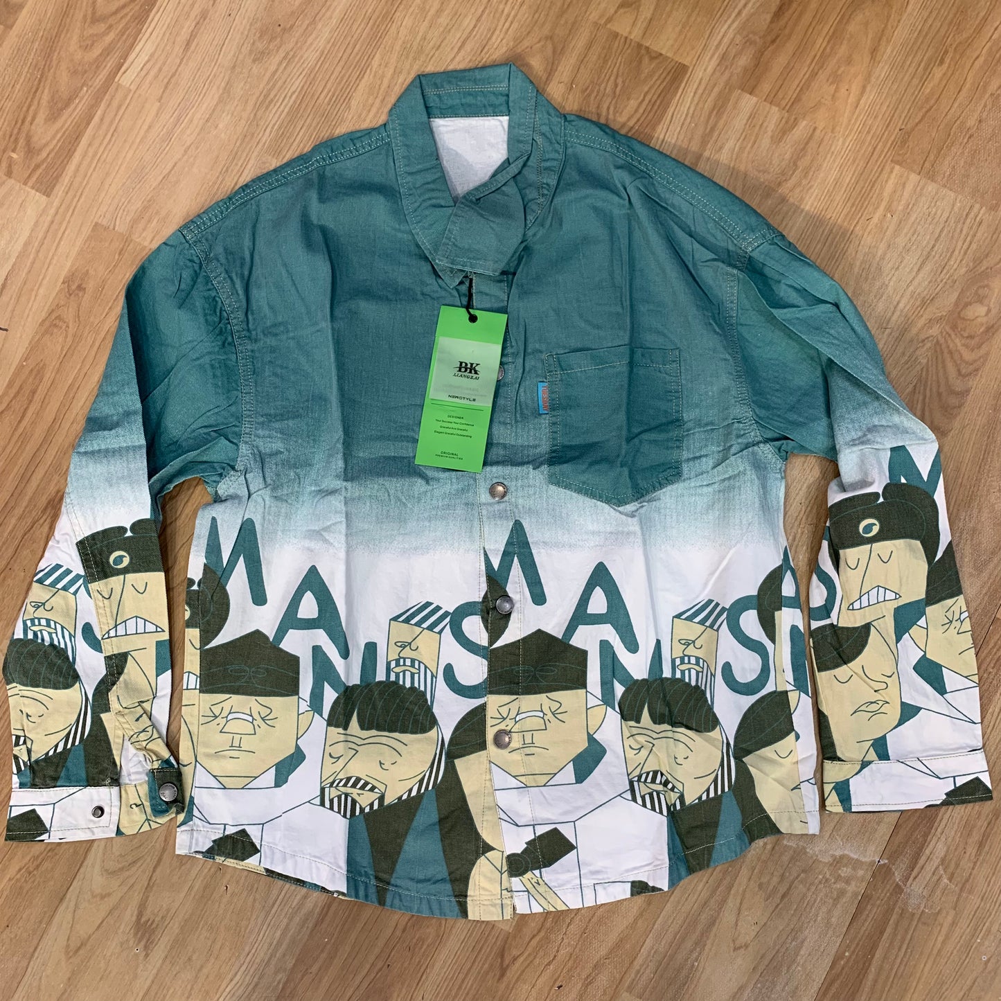 Tuesday Green White Colour Printed Imported Denim Shacket Z802
