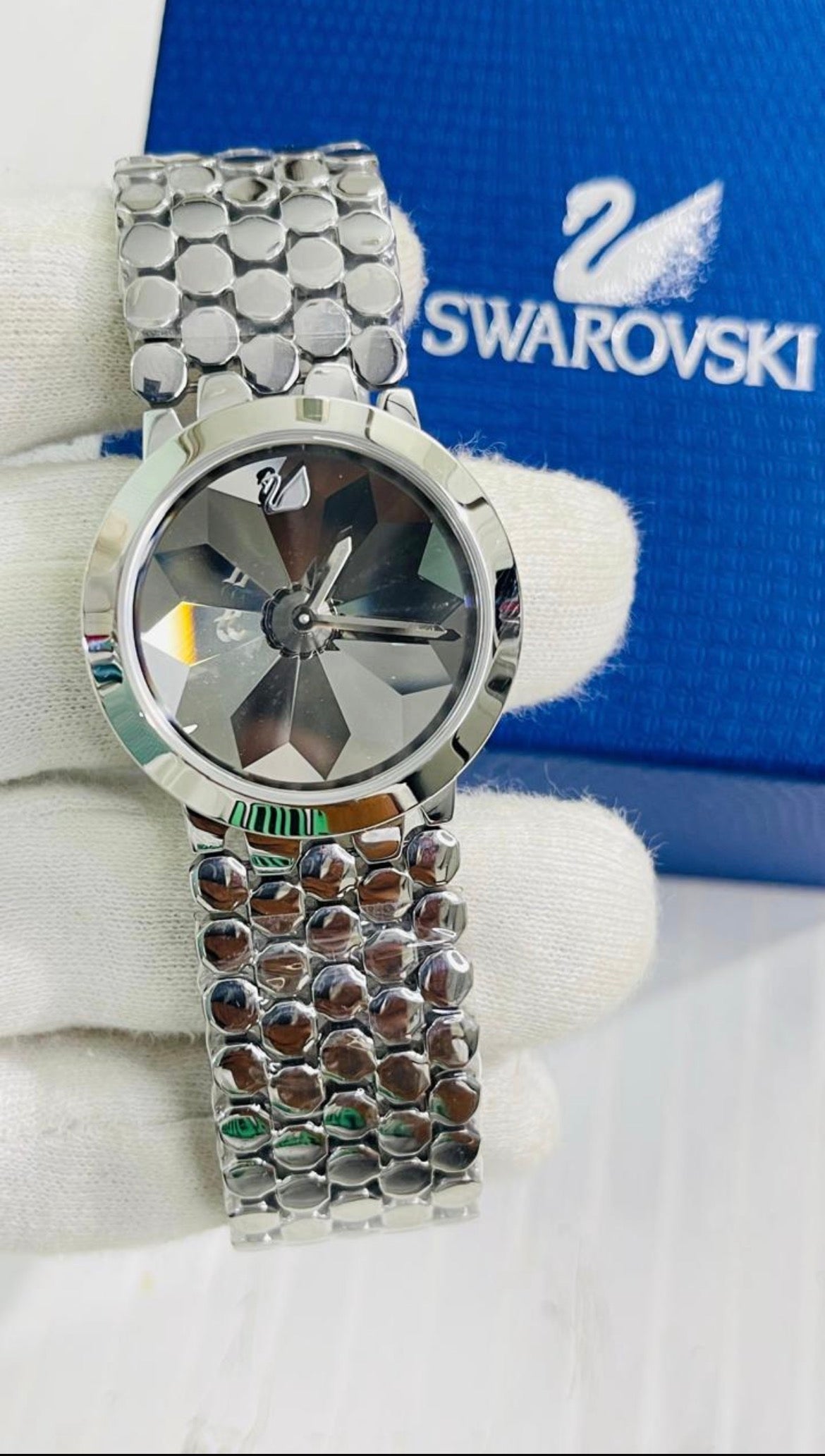 Aws Swa Silver Chain Silver Dial Working Premium Quality Ladies Watch 989856
