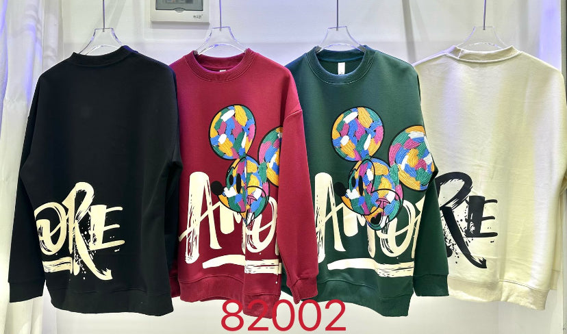 Amore Maroon Colour With Front Micky Print Sweatshirt 82002