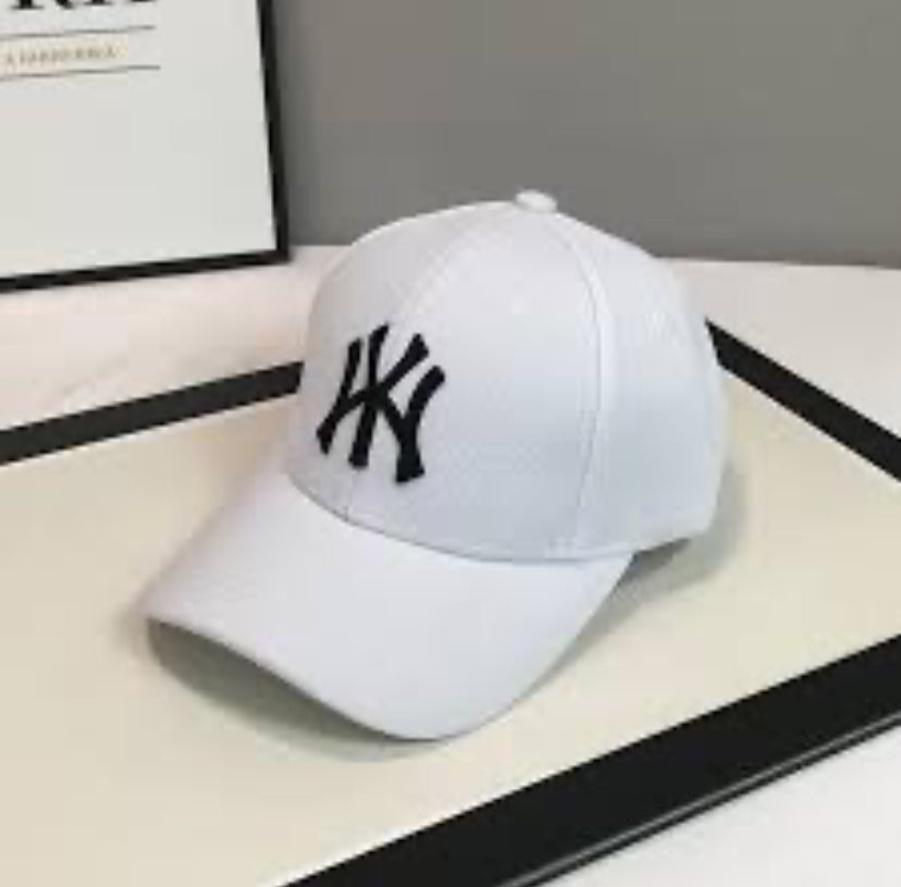 YN White Cap Black embroidery 300129