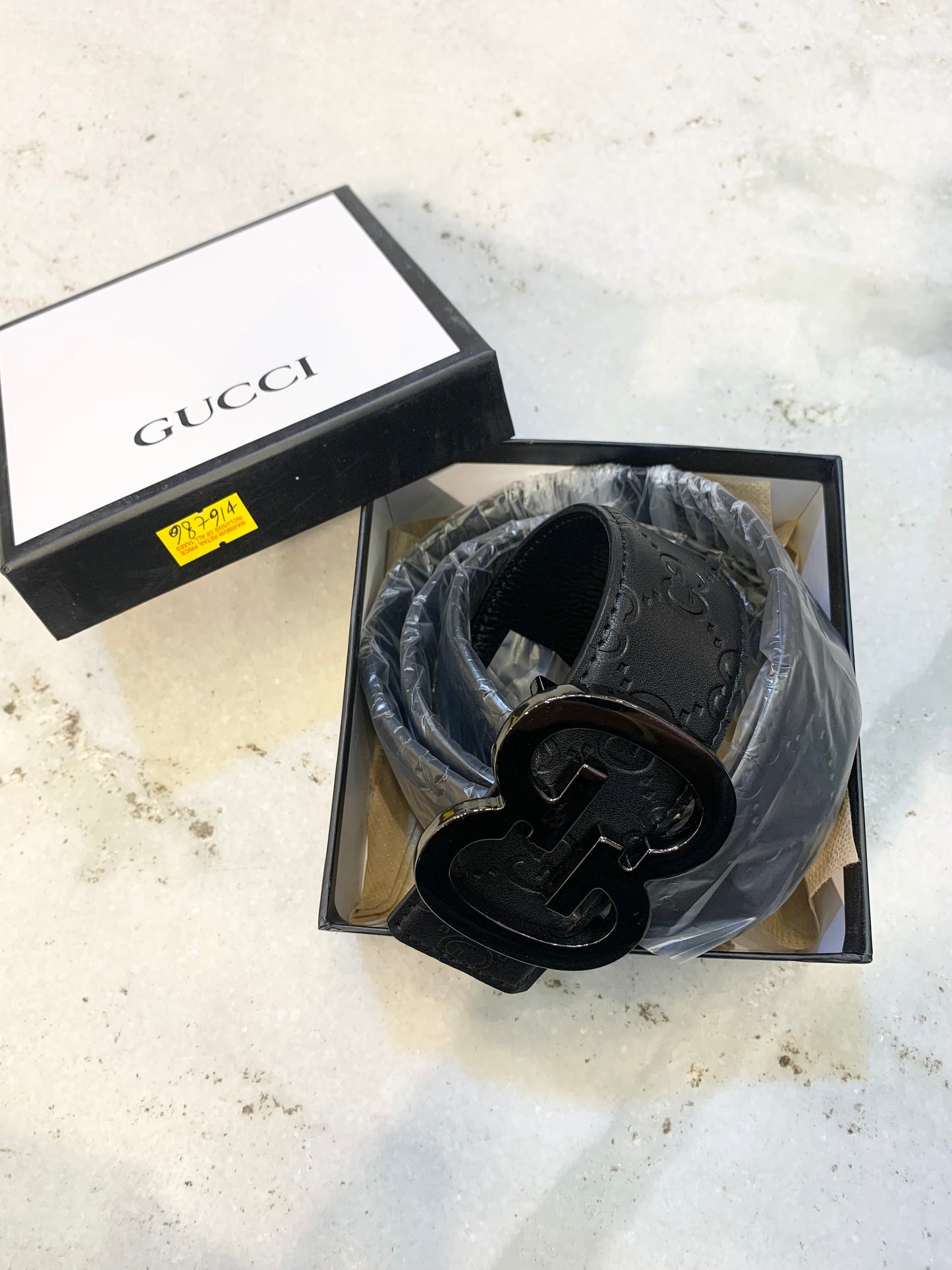 CUG Black Colour Belt Black Glossy Black Buckle 987914