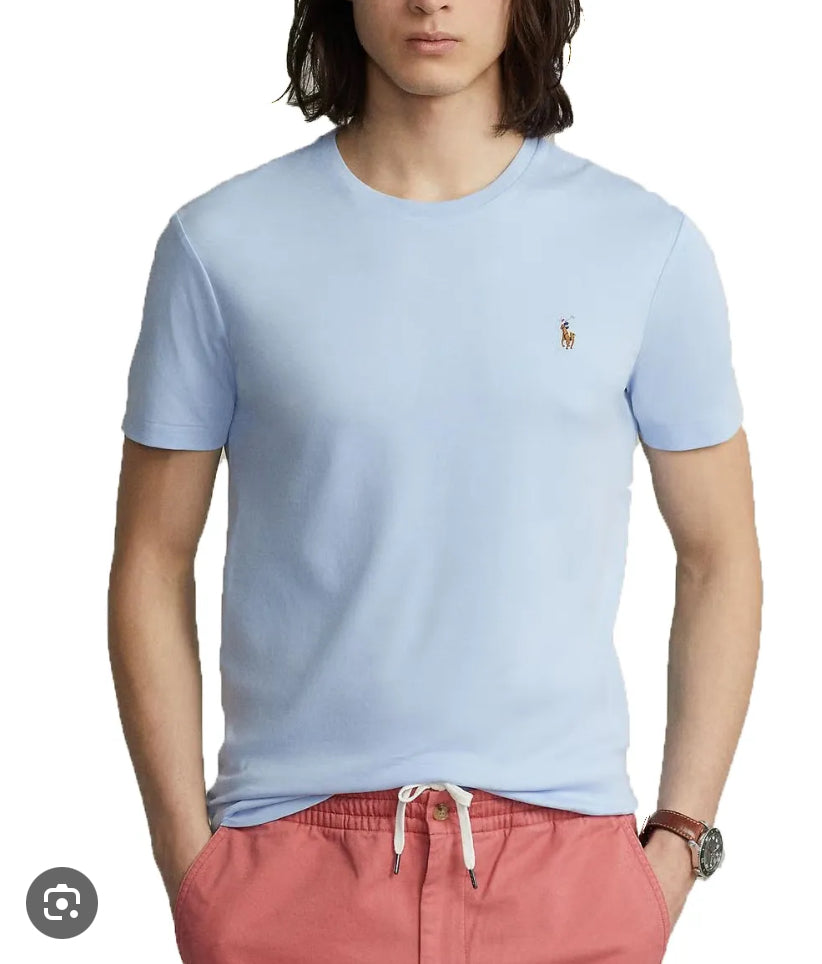 LOP Sky Colour Plain Single Logo Premium Quality Tshirt 88819