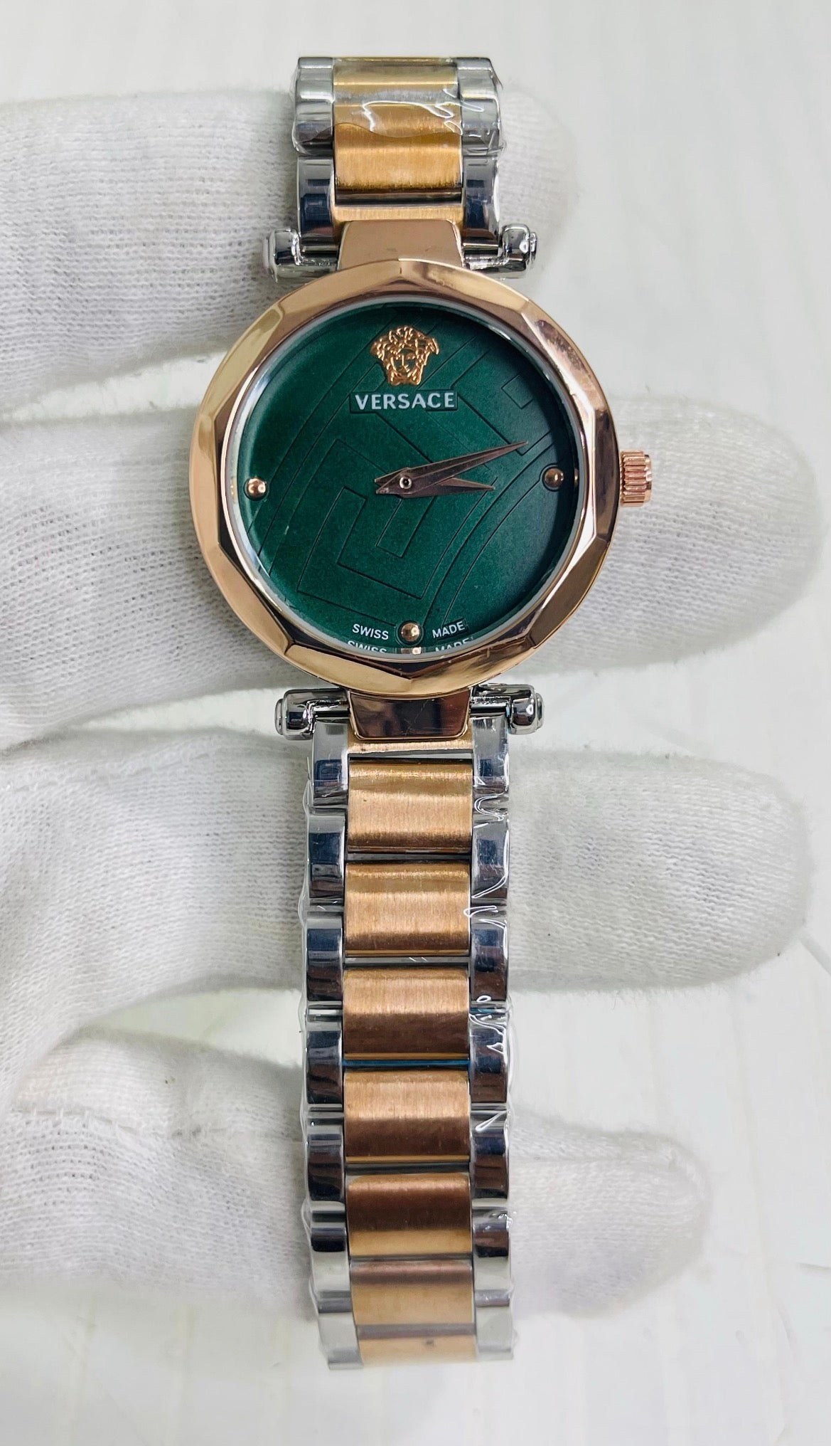Rev Silver Copper Chain Green Dial Ladies Watch 400116