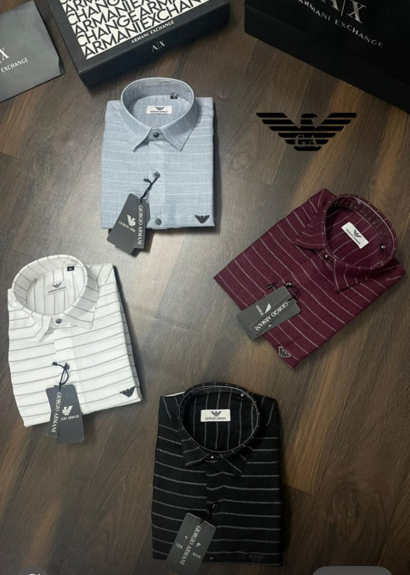 Maroon Colour White Line Stripe Shirt MRA Full Sleave 71432