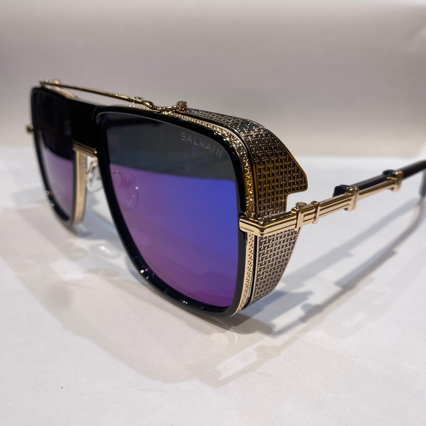 LAB Copper Black Frame Blue Shade Unisex Sunglasses 104A 60 18 141