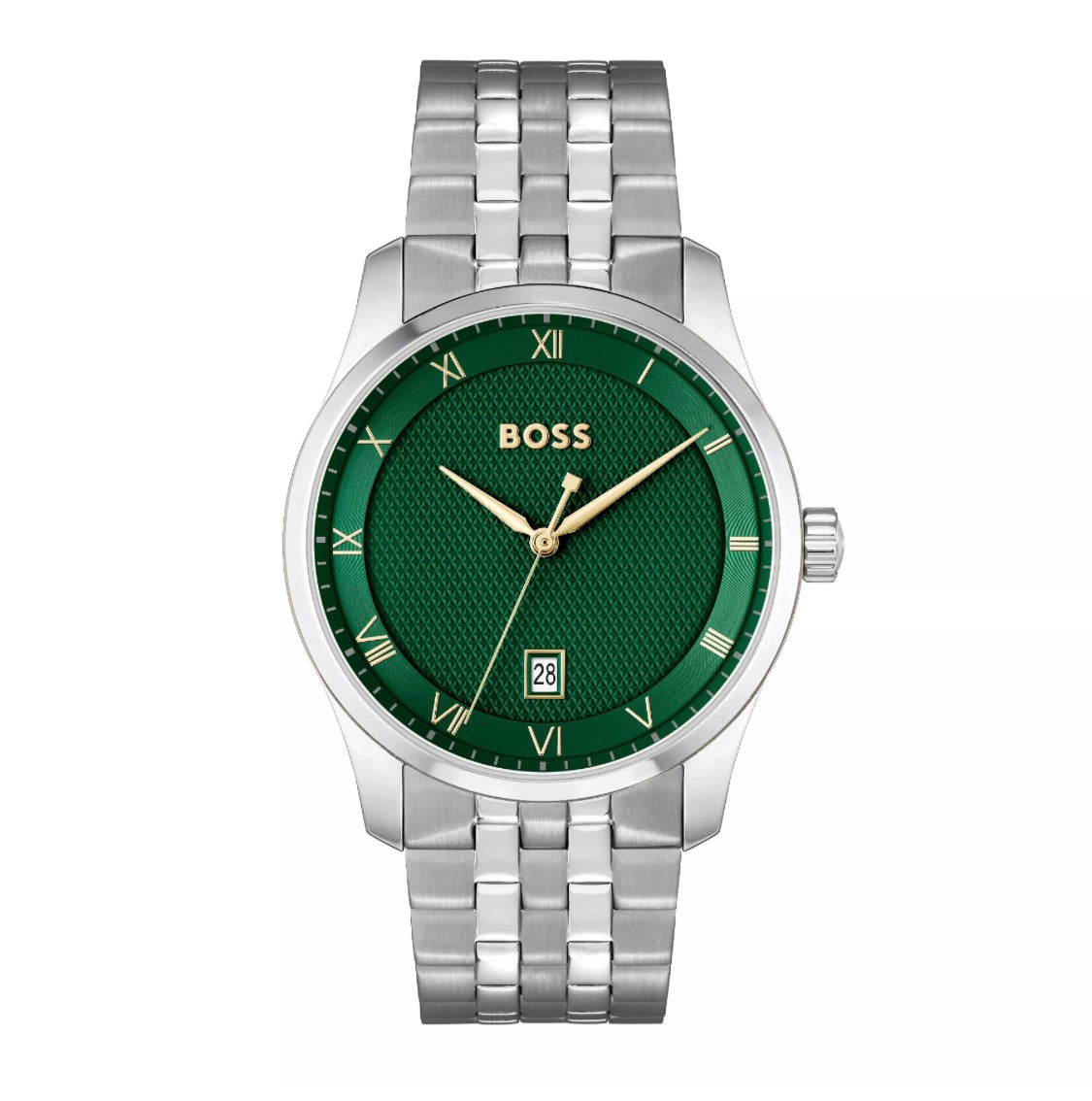 SOB BOS Green Dial Silver Chain Date Working Men’s Watch 990637