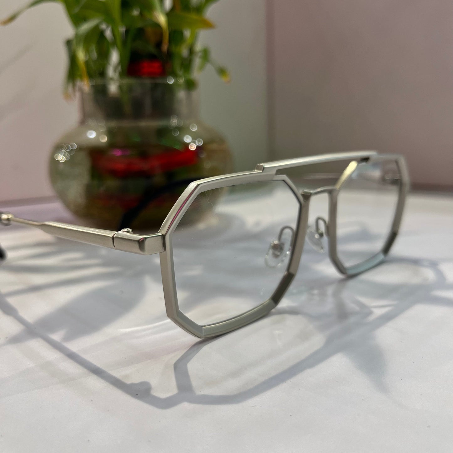 Yam Silver Frame Transparent Shade Heavy Quality Sunglass SUN002