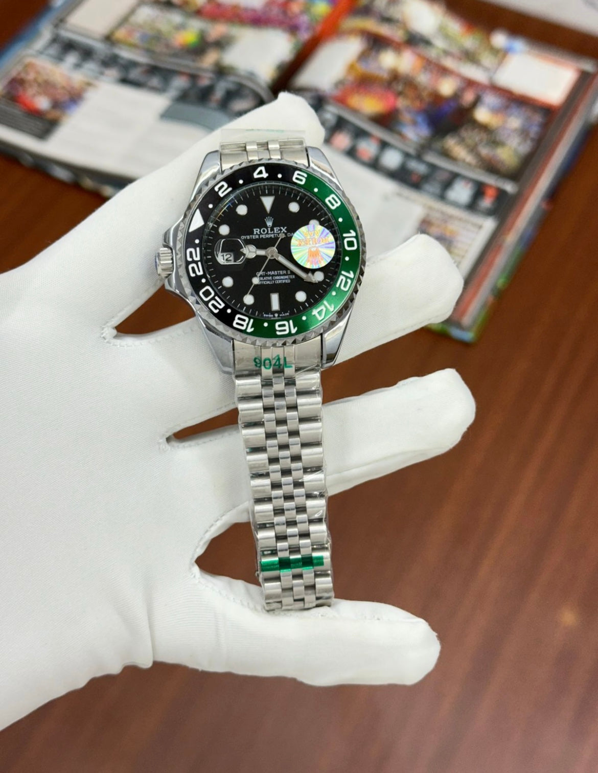 Lor Silver Chain Green Black Ring Black Dial Automatic Watch For Men 990097
