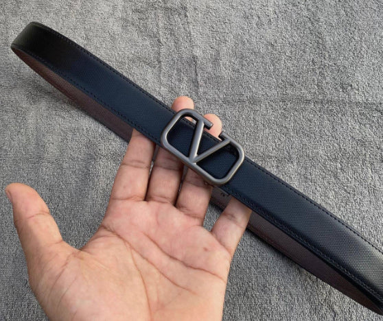 LAV Black Golden Buckle Black Leather Ladies Belt 87455