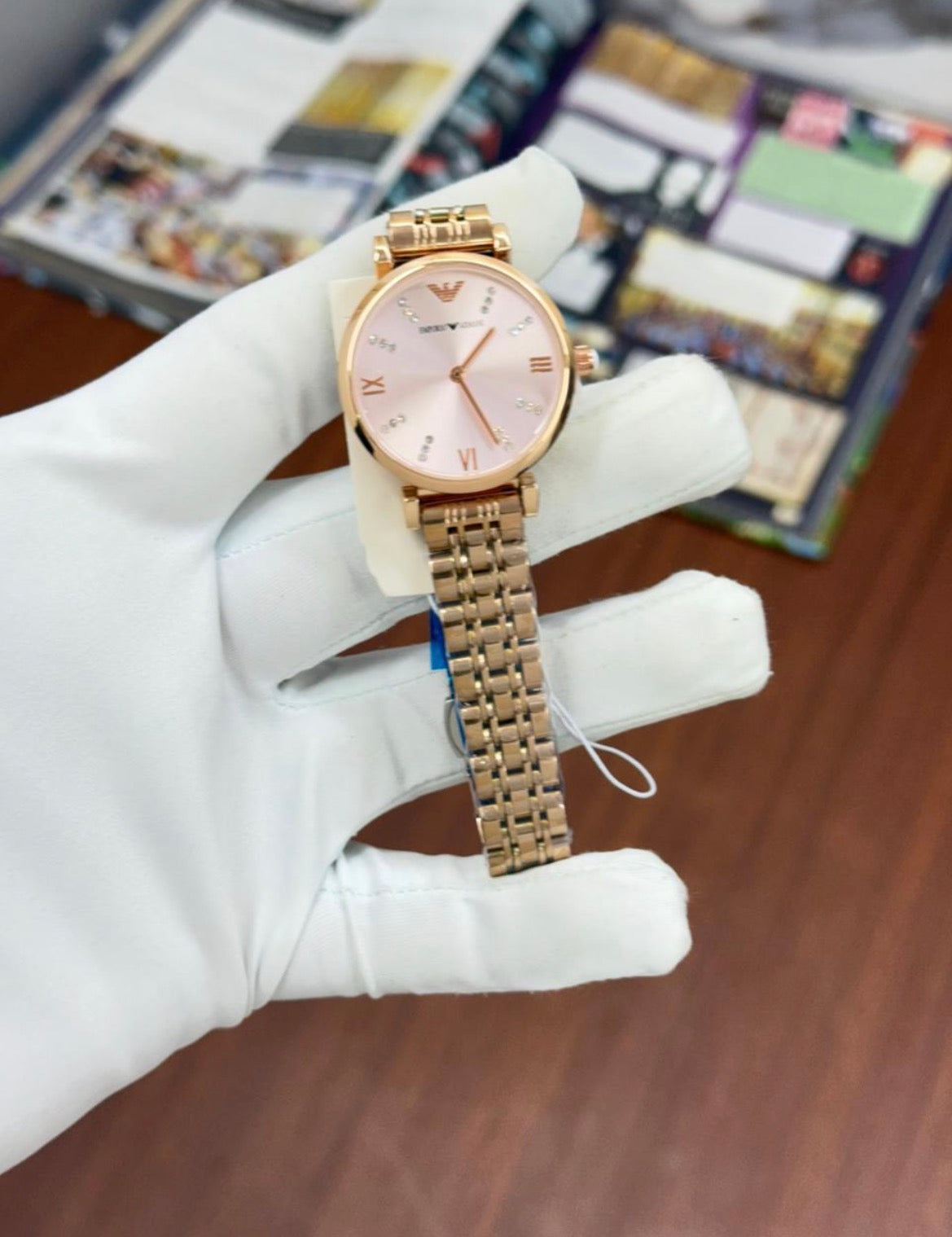 Mra Copper Chain Pink Stud Dial Ladies watch 990200
