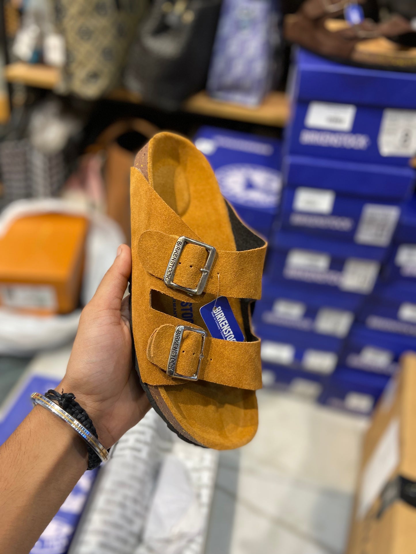 RIB Brown Suede Brown Colour Leather Slipper 988117