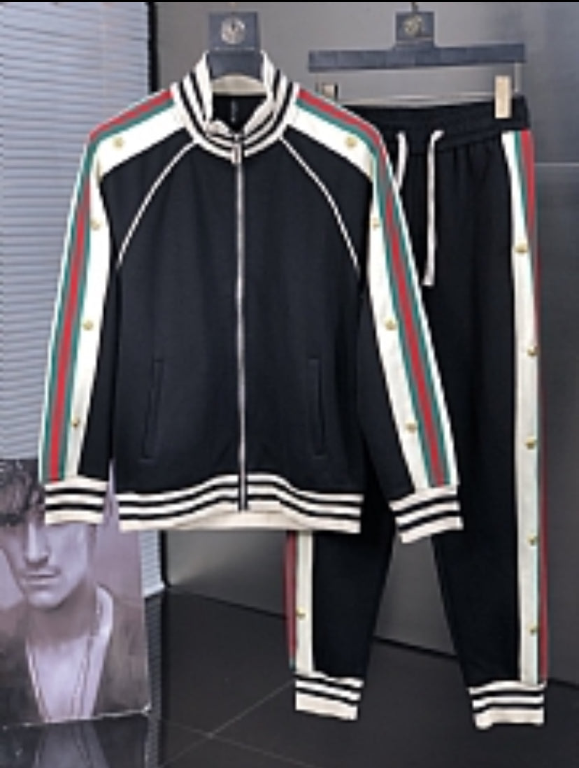 CUG Coat Set Jacket & Lower CUG Print Black Colour Green Red White stripe 8132