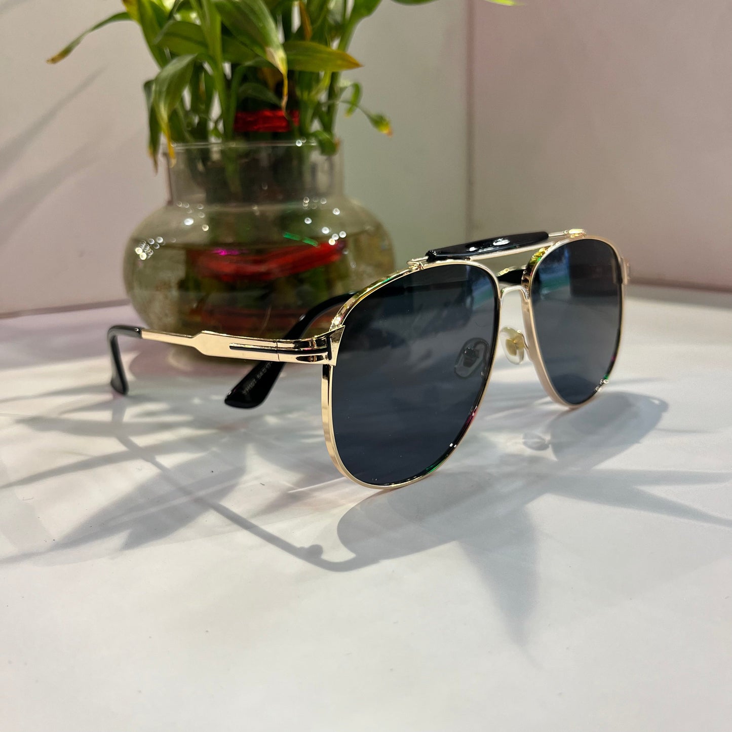 Mot Gold Frame Black Shade Heavy Quality Sunglass YH1075417140  