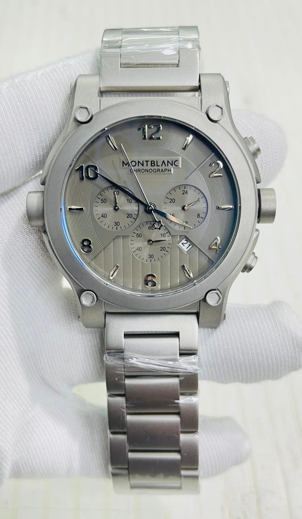 NOM MON Silver Gray Chain Gray Dial Heavy Chronograph Men’s Watch 990014