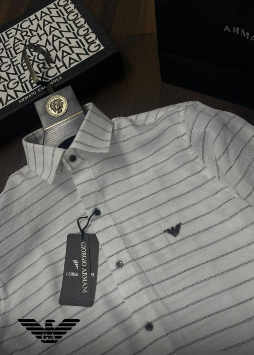 White Colour Black Line Stripe Shirt MRA Full Sleave 71430
