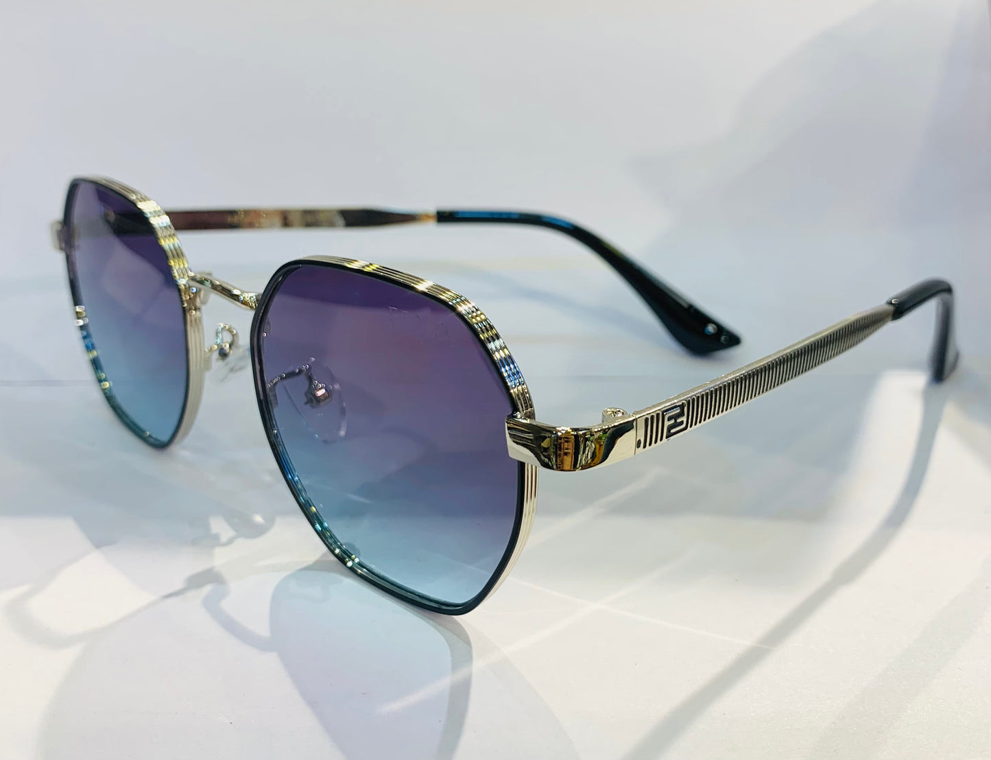 NEF Silver Frame Purple Blue Shade Unisex Premium Quality Sunglass 2385 53 19-142
