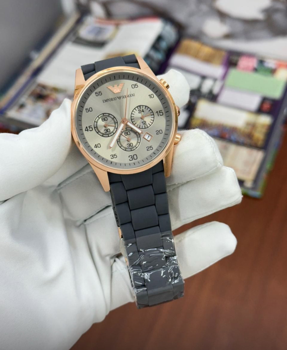 Mra Dark Grey Silicone Chain Copper Ring Grey Dial Men Watch 400854