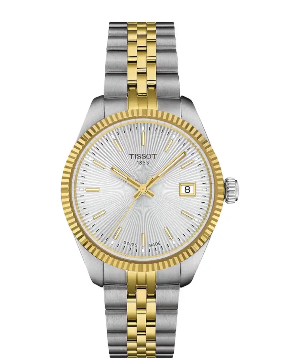 TIS SIT White Dial Double Tone Date Working Men’s Watch 990618