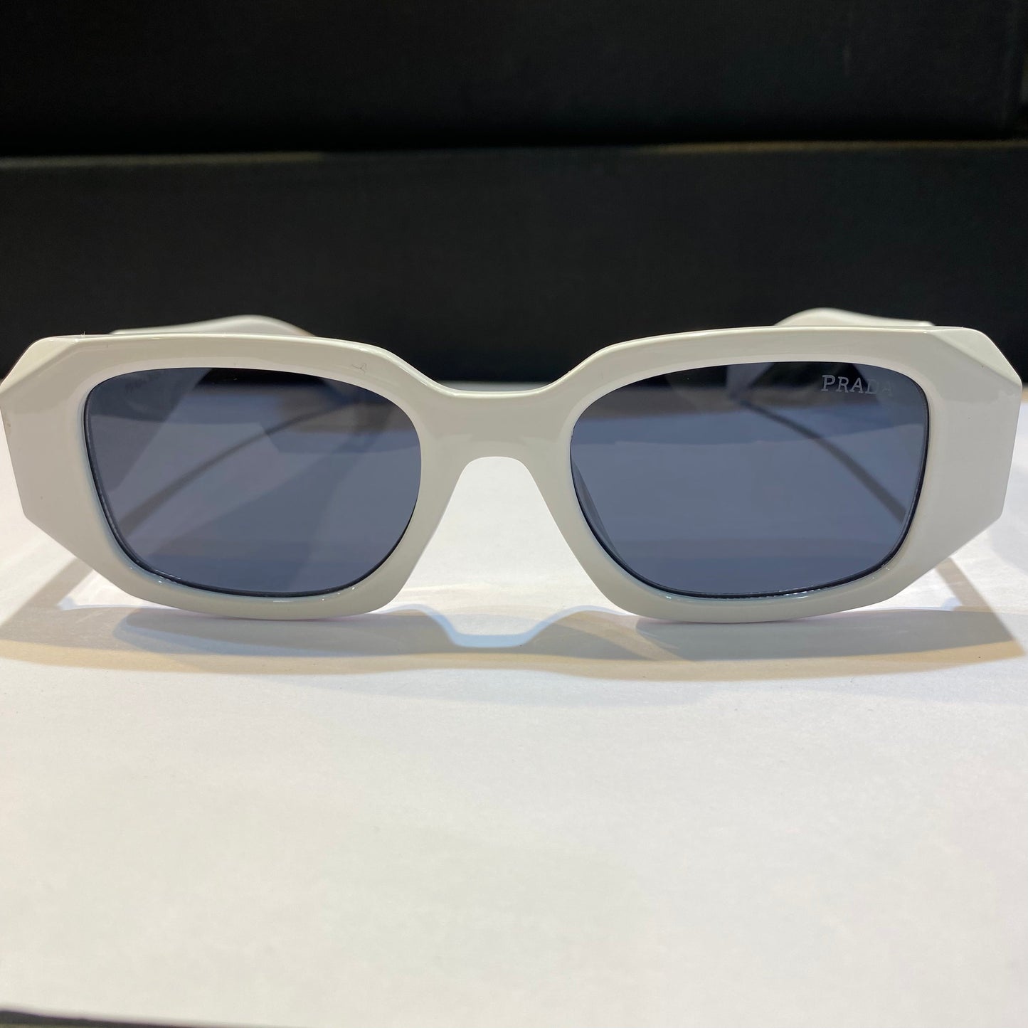 Arp White Frame Black Shade Unisex Sunglass 8251 52 18 141