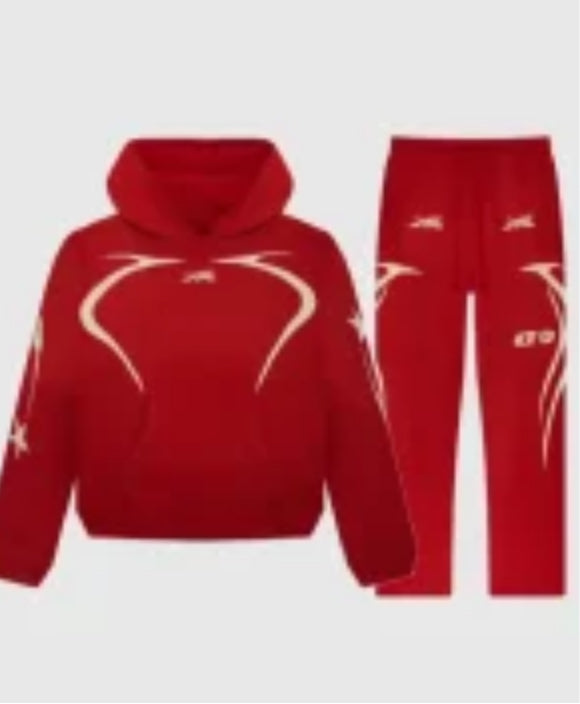 Hellstar Coord set Hoodie & Lower Red Colour 90979