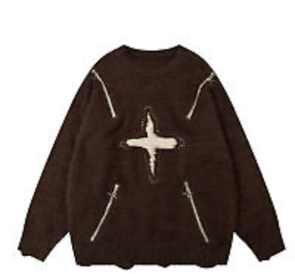 Important Crew Neck Pullover Unisex Street style Long Sleeve Brown Colour k9074