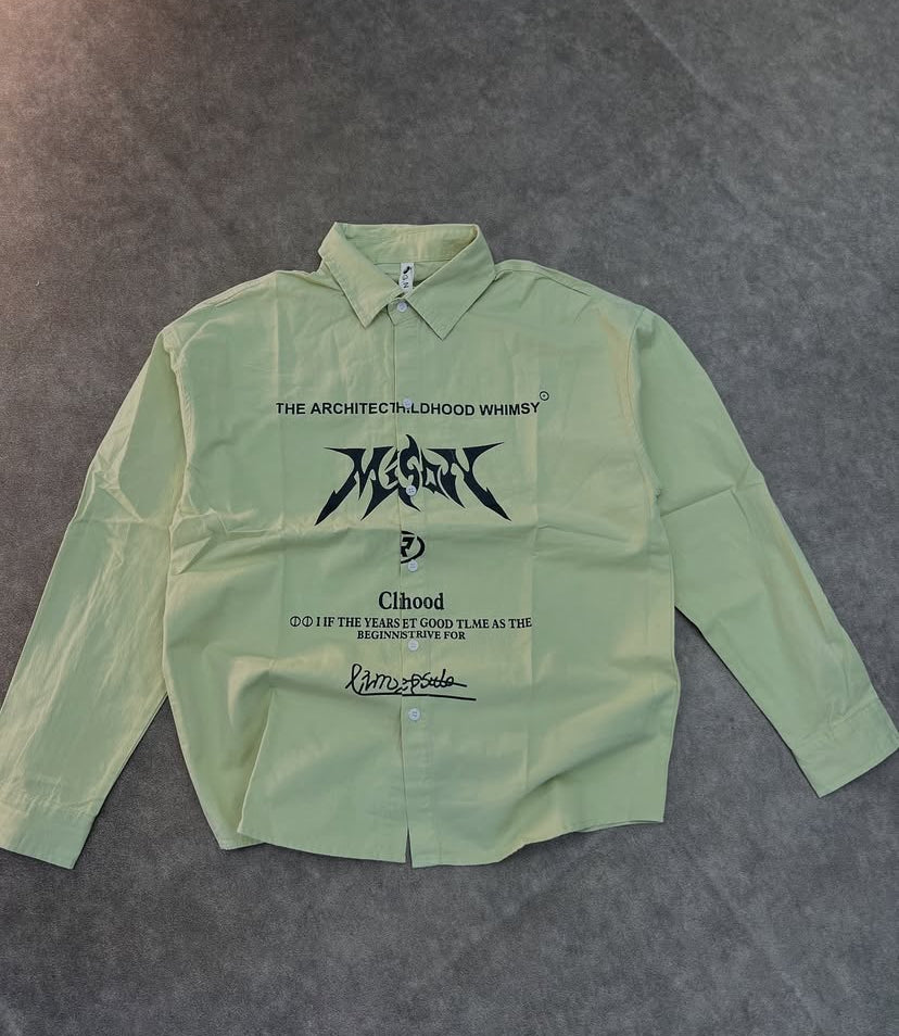 G.N Pista Green Colour THE ARCHITECTOC Printed Oversized Men’s Shirt 9028