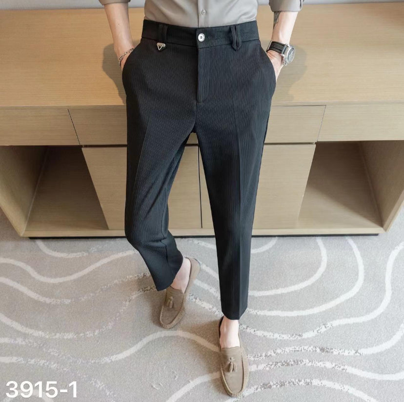 Korean Style Trousers Black Colour Regular Fit stretchable fabric K3915