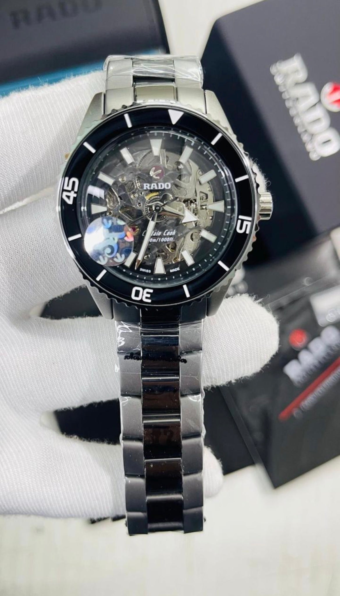 DAR Black Chain Black Dial Silver Ring Automatic Men Watch 990348